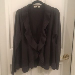 Cato ladies grey ruffle cardigan